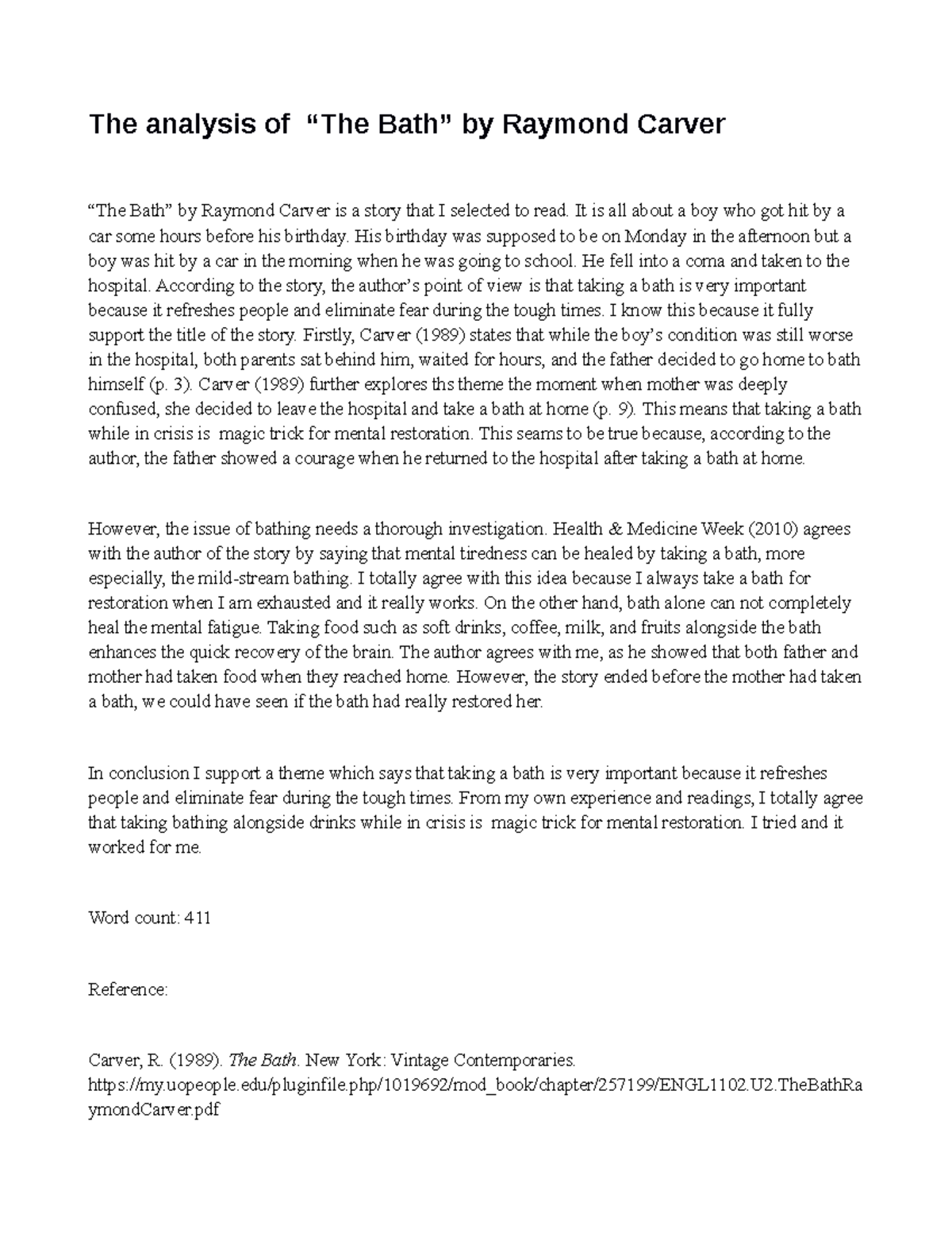 written-assignment-2-the-analysis-of-the-bath-by-raymond-carver