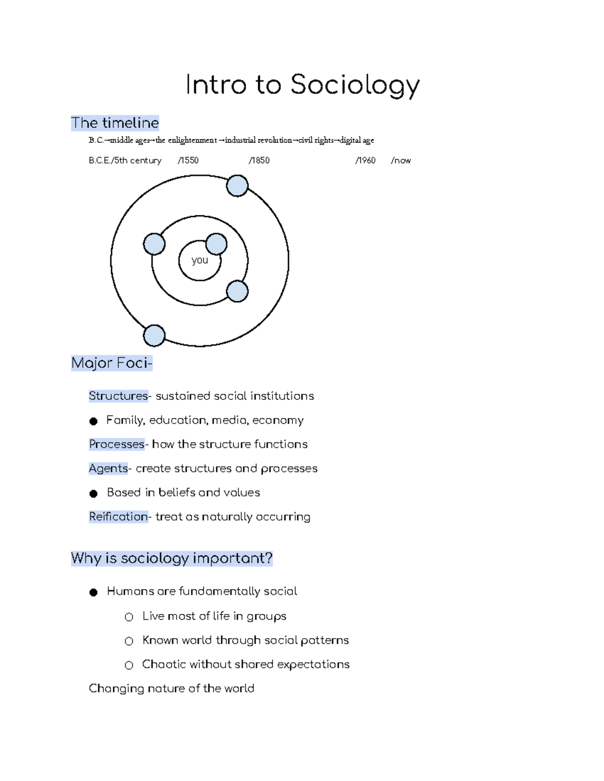 Intro to sociology intro to sociology the timeline b middle ages the
