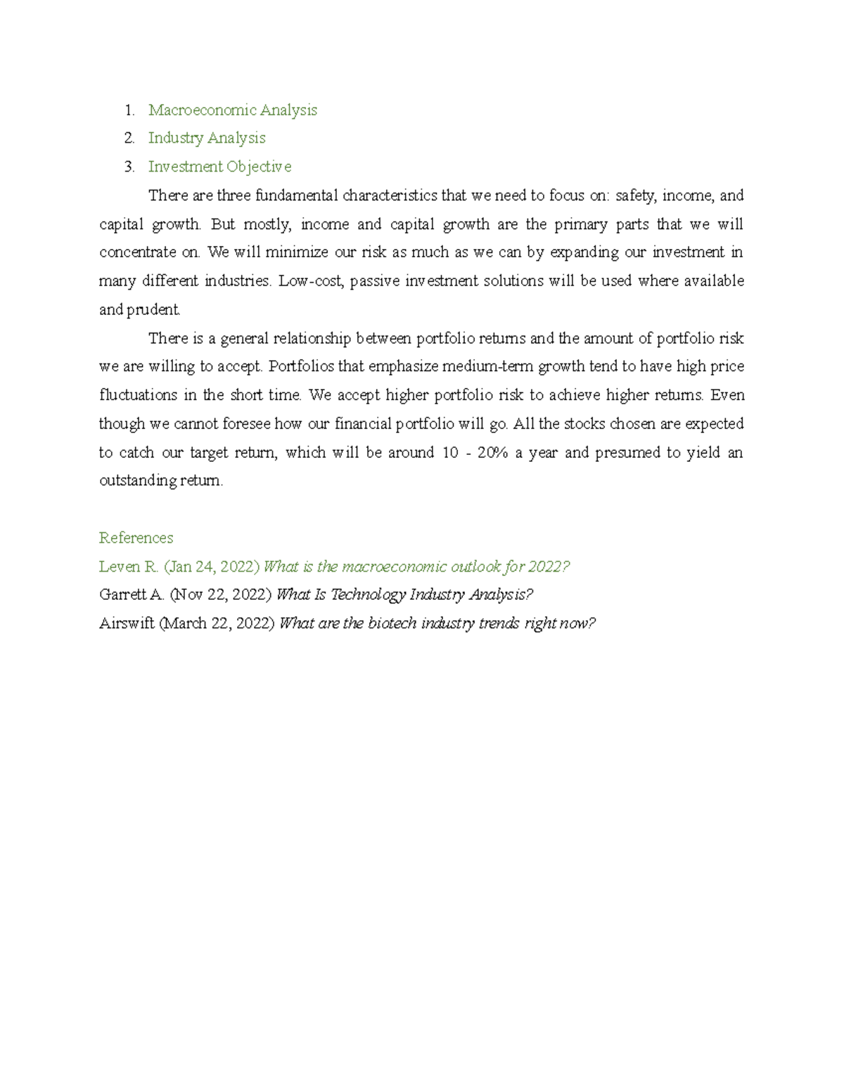 Macroeconomic Analysis - Macroeconomic Analysis Industry Analysis ...