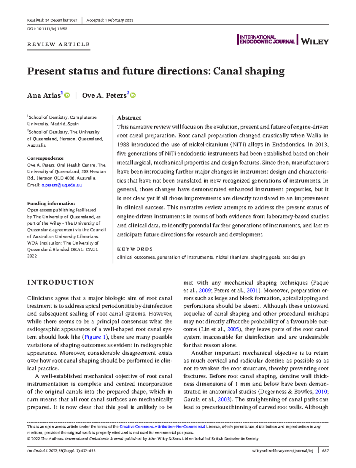 Canal shape - dfgdfgdf - Int Endod J. 2022;55(Suppl. 3):637–655 ...