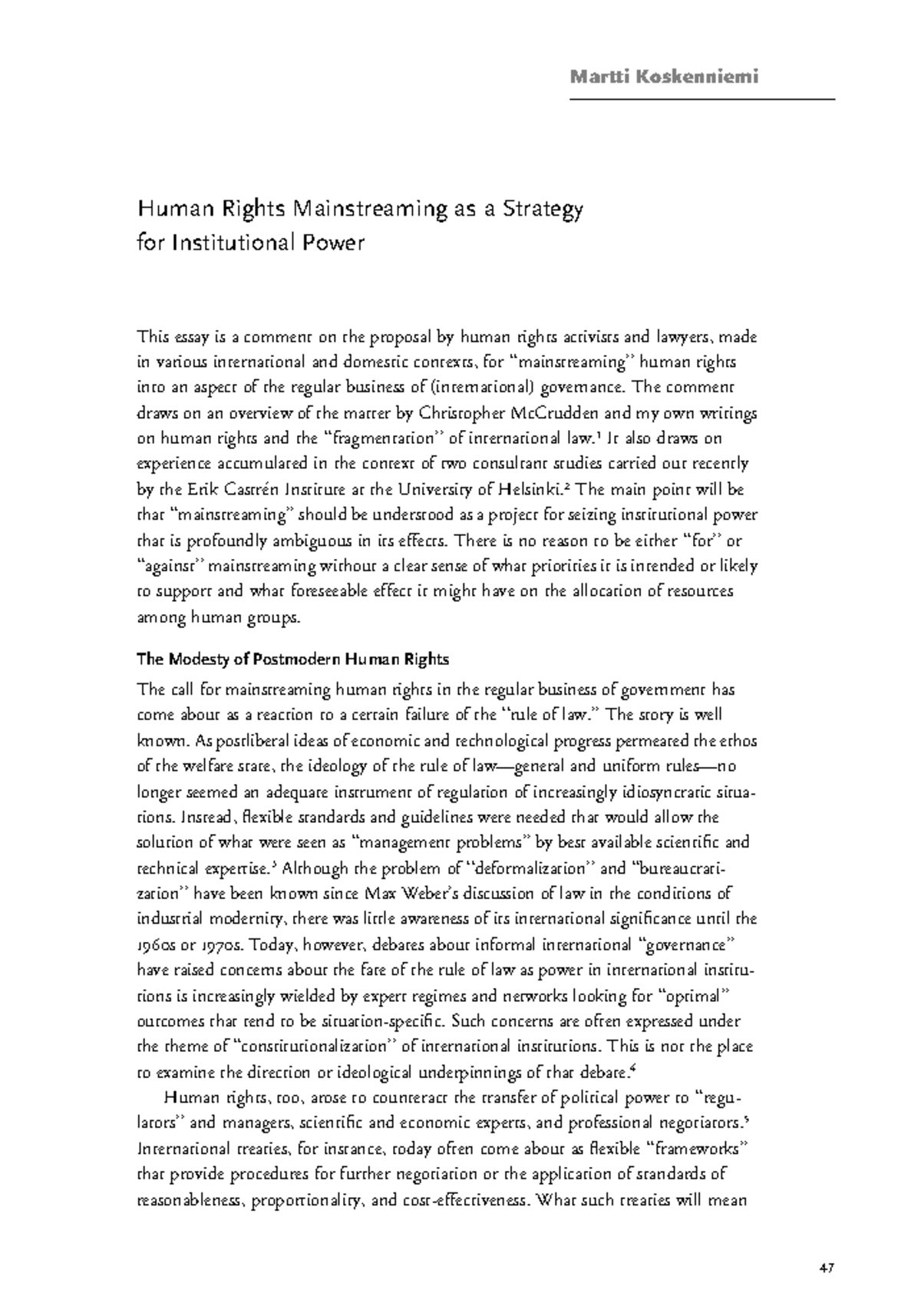 1 - History - Martti Koskenniemi Human Rights Mainstreaming as a ...
