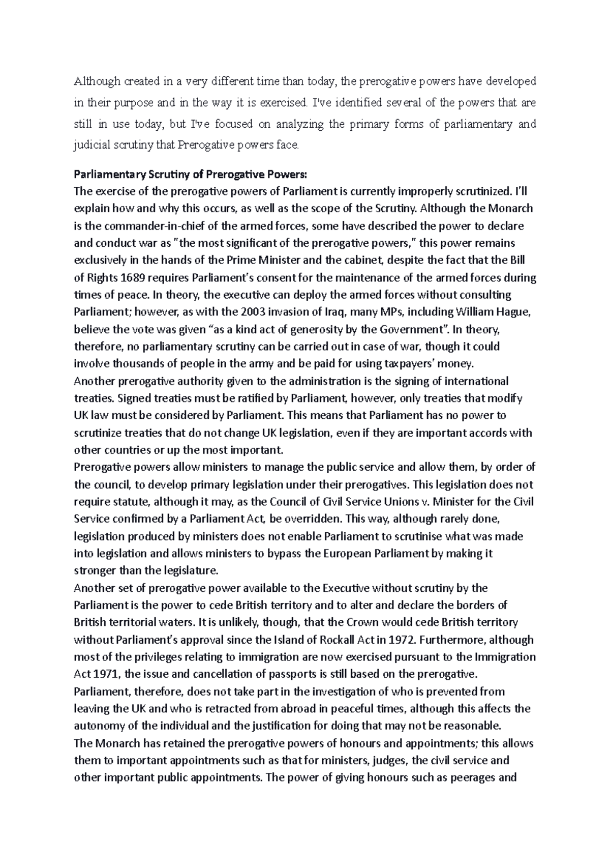 Scrutiny of Prerogative - Although created in a very different time ...