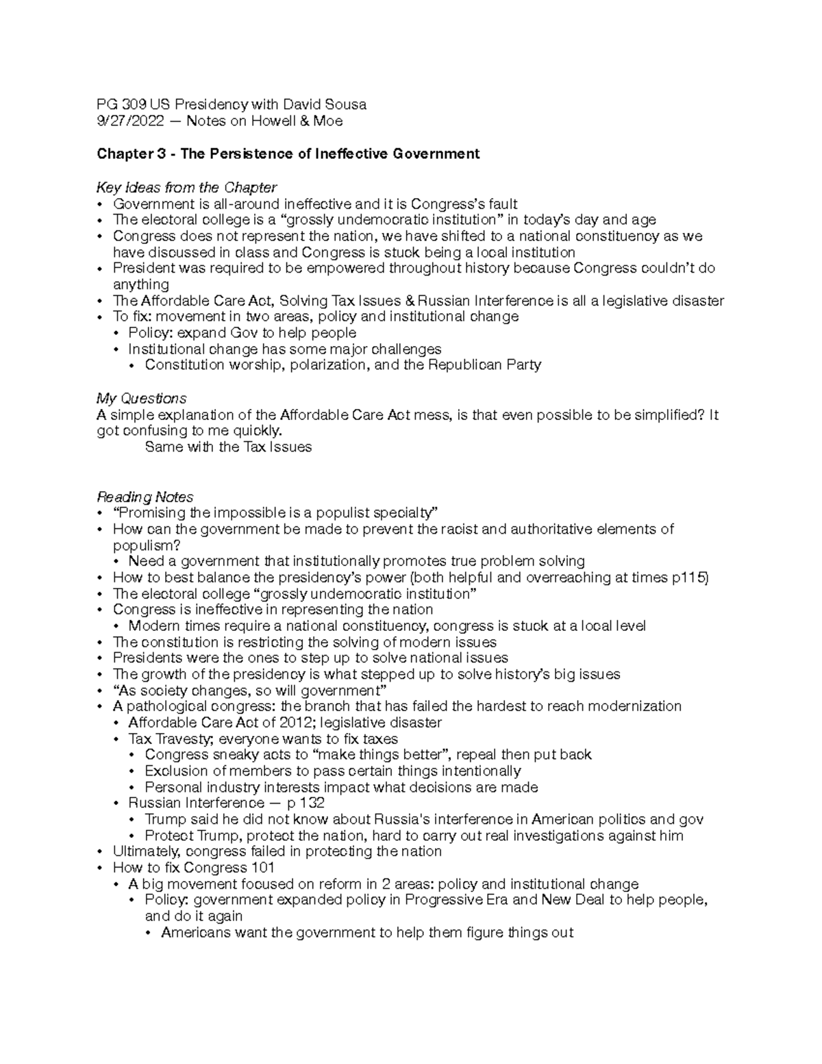 Ching Chapter 3 Key Ideas, Questions and Reading Notes - PG 309 US ...