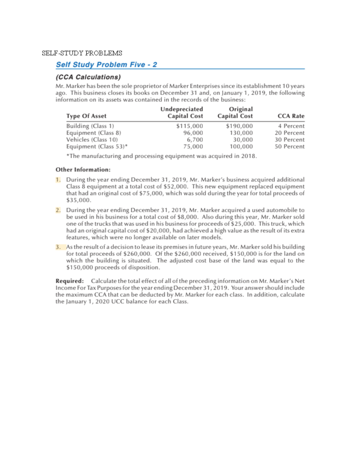 CCA - Chapter Five Test Bank - ACCO 440 - SELF-STUDY PROBLEMS ESSAY ...
