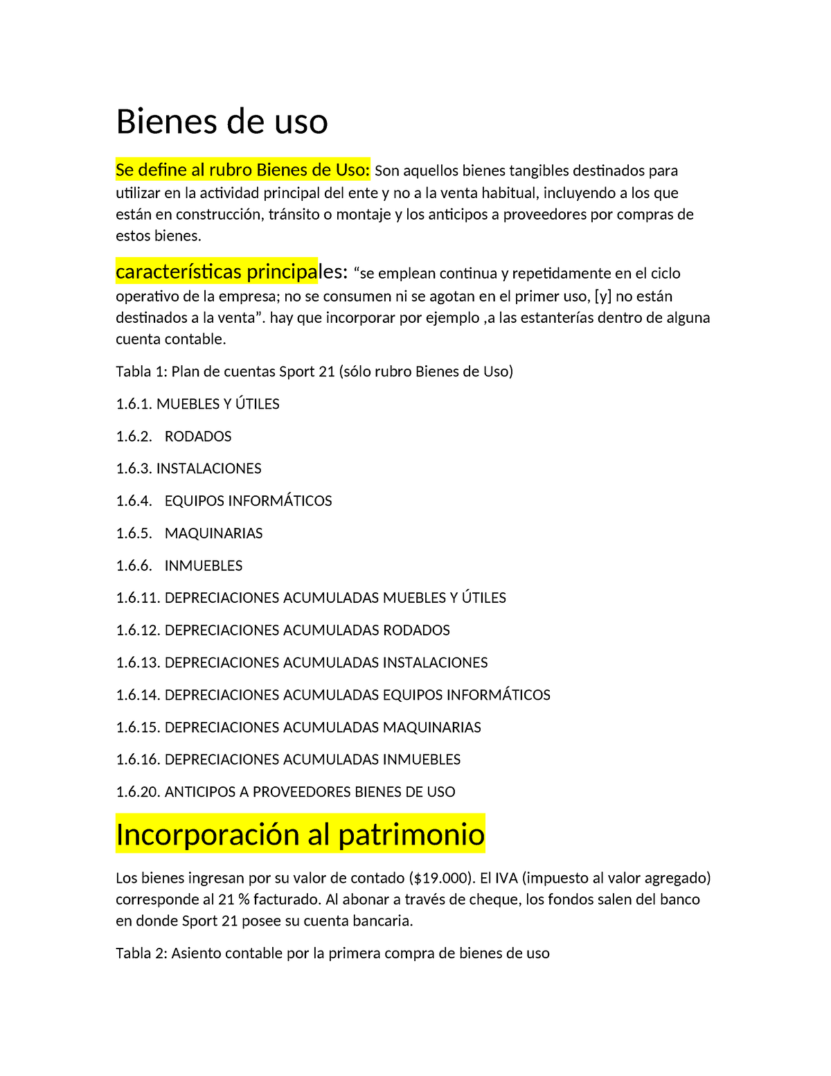 Contabilidad Basica Modulo 3 Bienes De Uso Bienes De Uso Se Define Al Rubro Bienes De Uso Son 8622