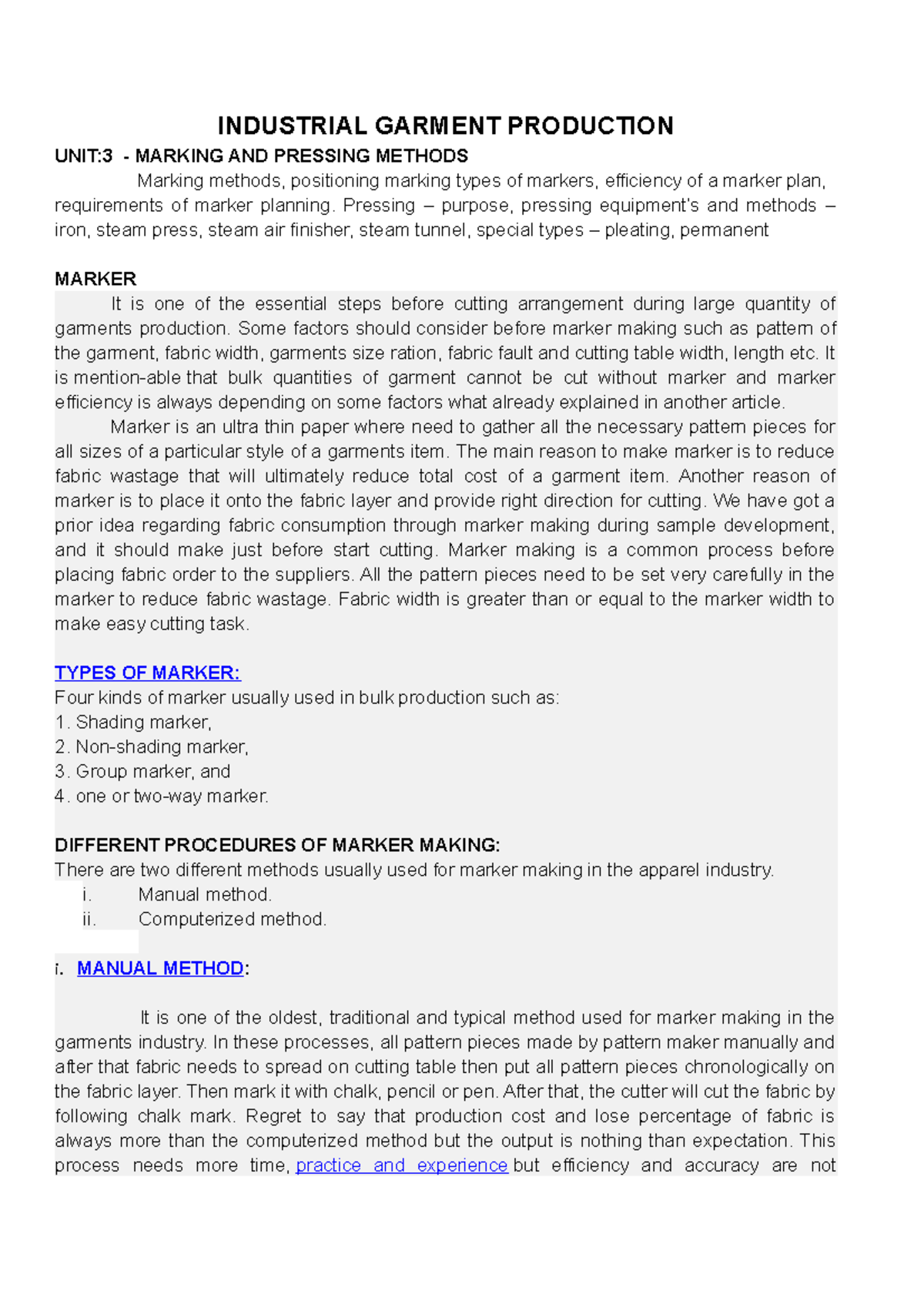 Indusrial Garment Production unit III INDUSTRIAL GARMENT PRODUCTION