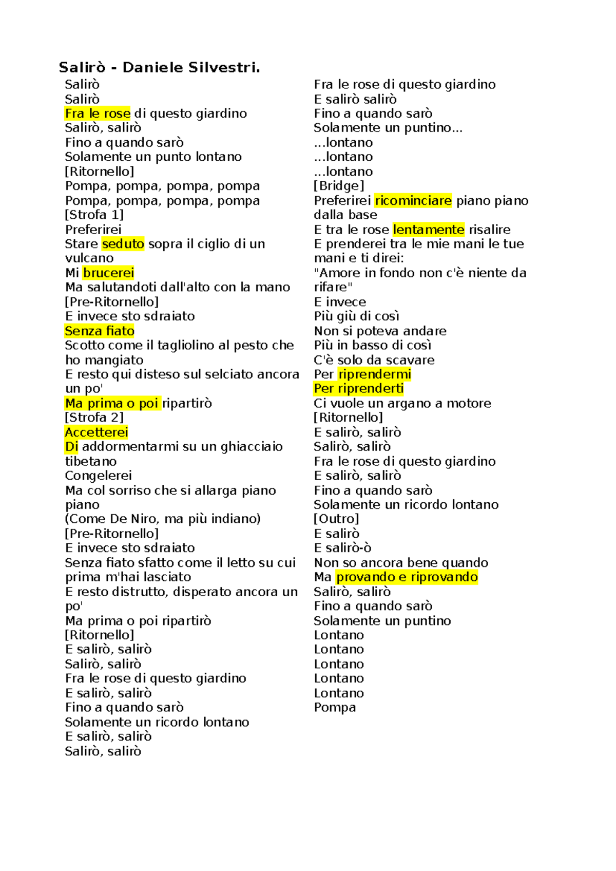 Modello caviardage - Copia - Salirò - Daniele Silvestri. Salirò Salirò ...