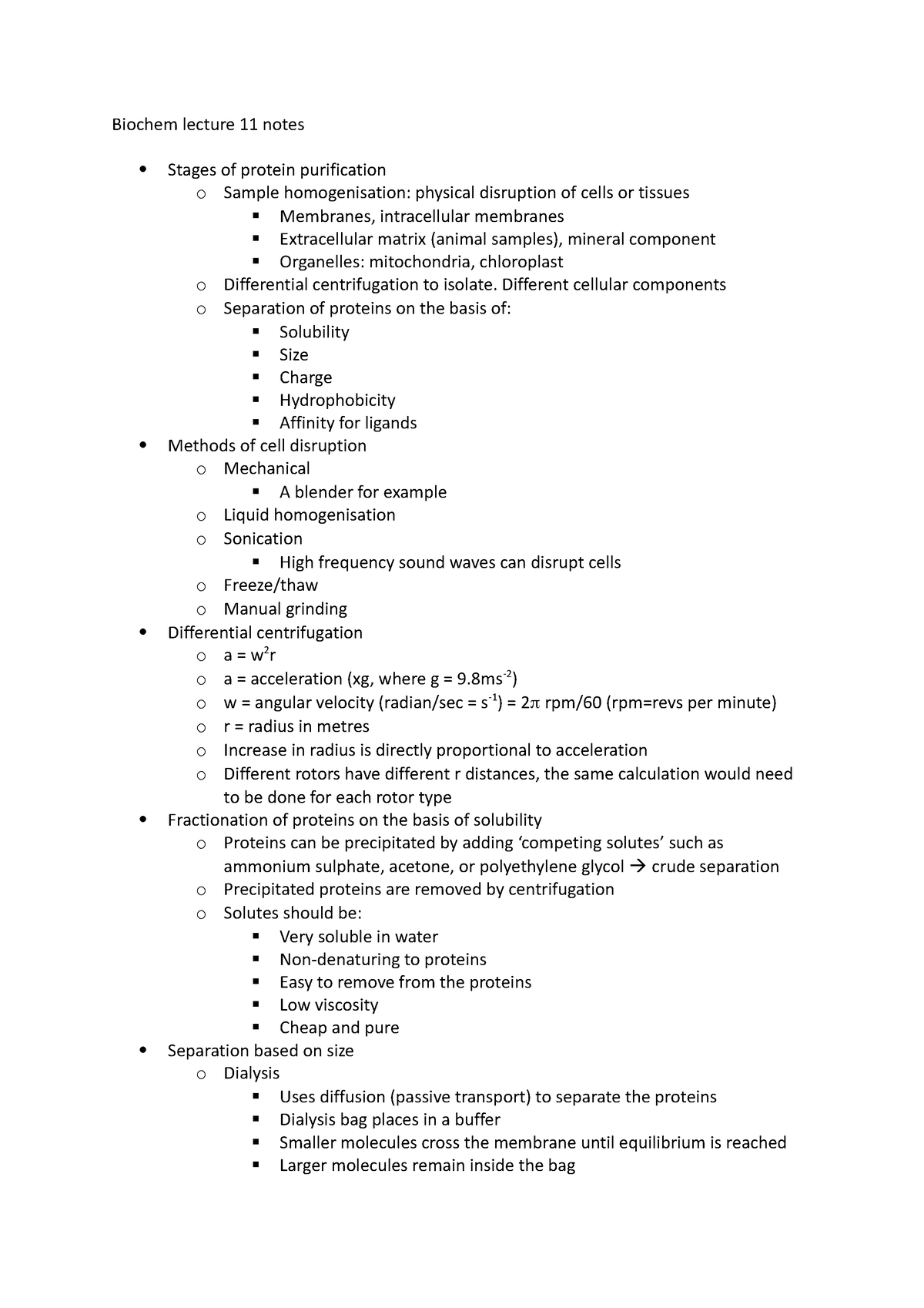 Biochem lecture 11 notes - Biochem lecture 11 notes Stages of protein ...