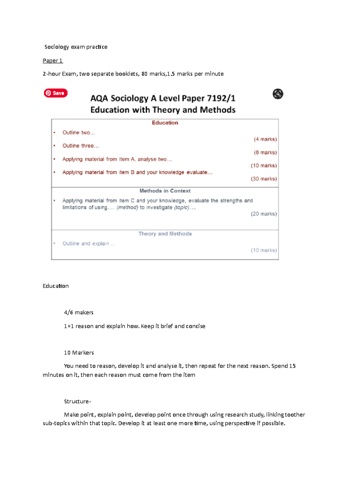 Sociology exam practice - Sociology exam practice Paper 1 2-hour Exam ...
