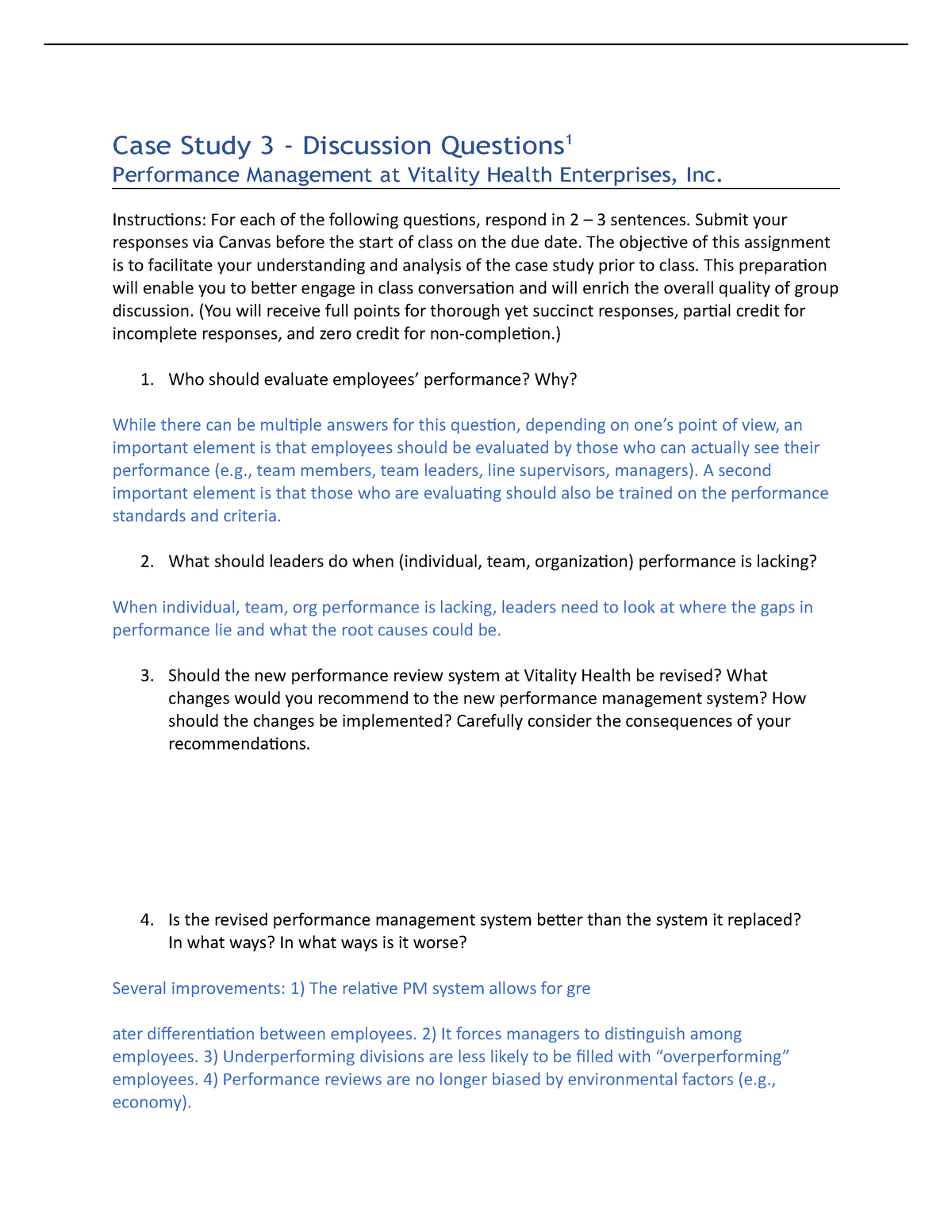 case study questions and answers in management