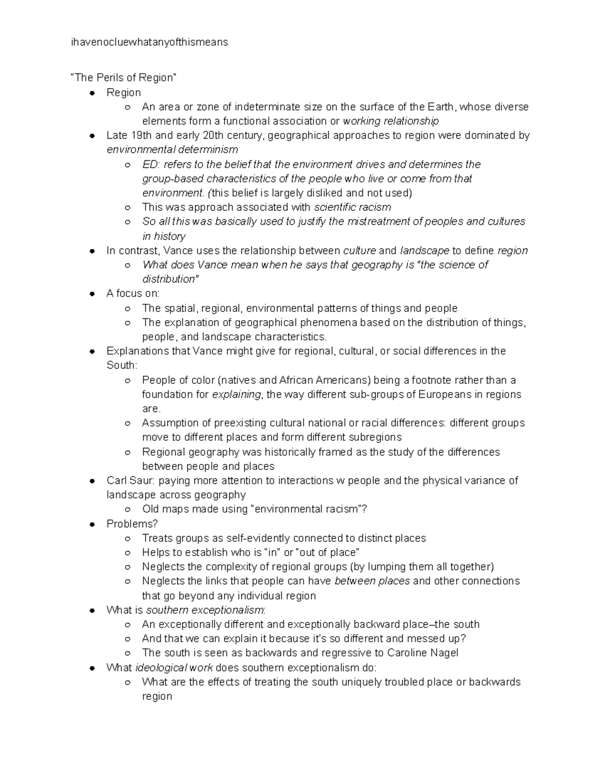Geography of the south 1 26 ihavenocluewhatanyofthismeans “The Perils