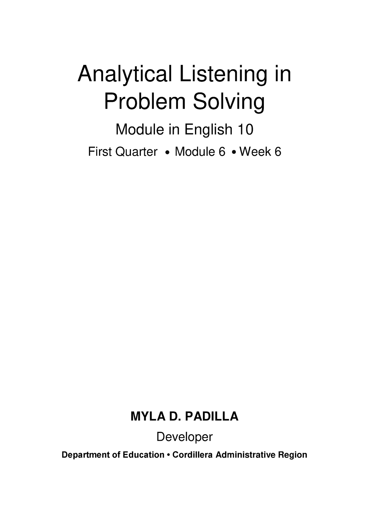 analytical listening in problem solving module in english 10