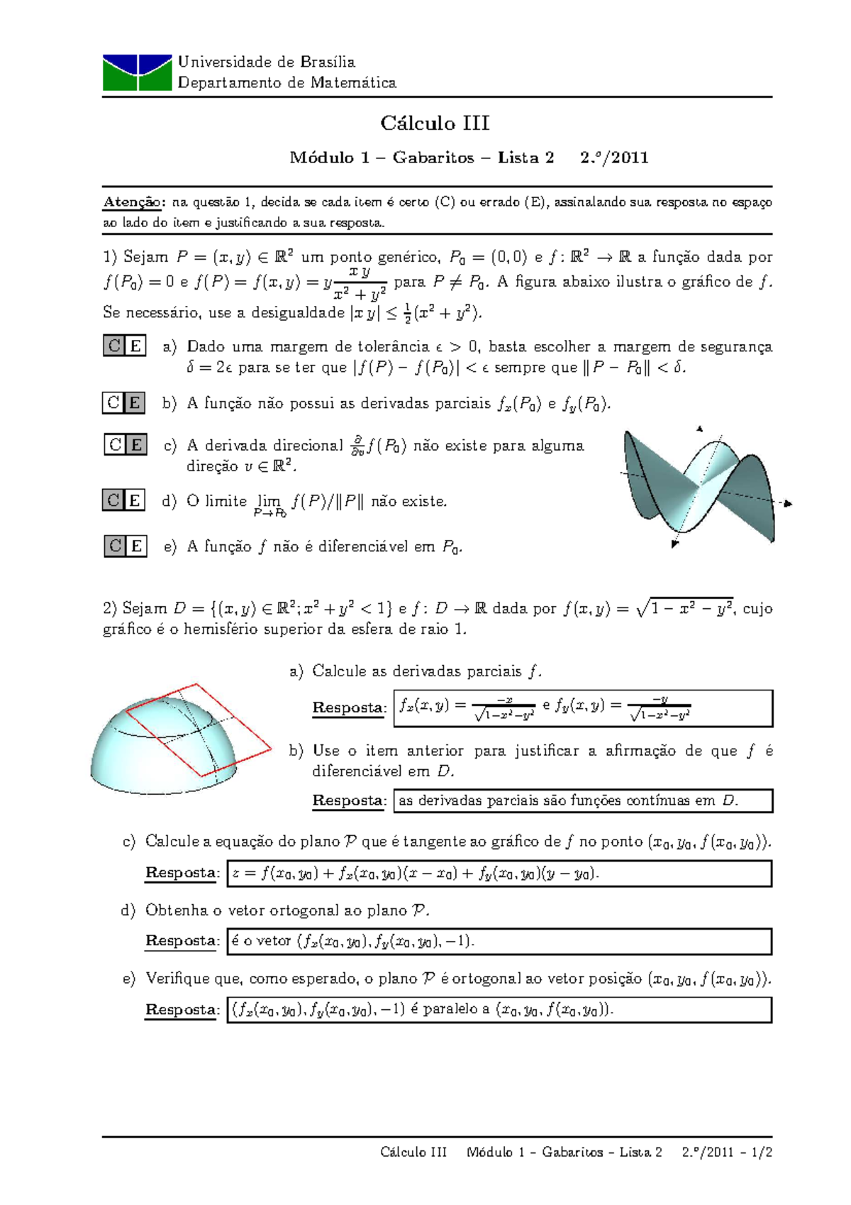 1-2 (gab) - Lista De Exercícios Resolvida. - Universidade De Bras´ılia ...