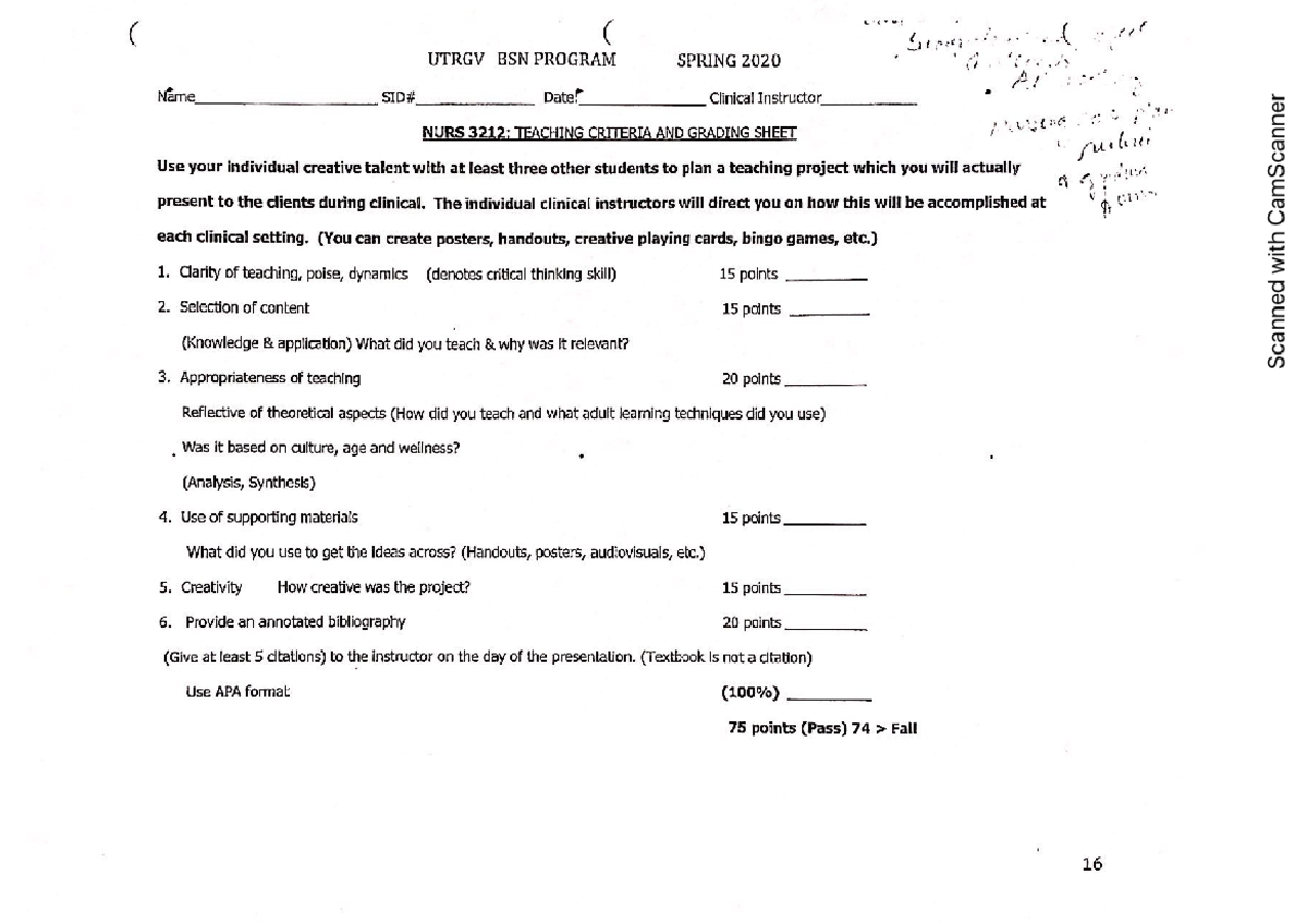 Group Teaching Project Rubric - 24283 - Studocu