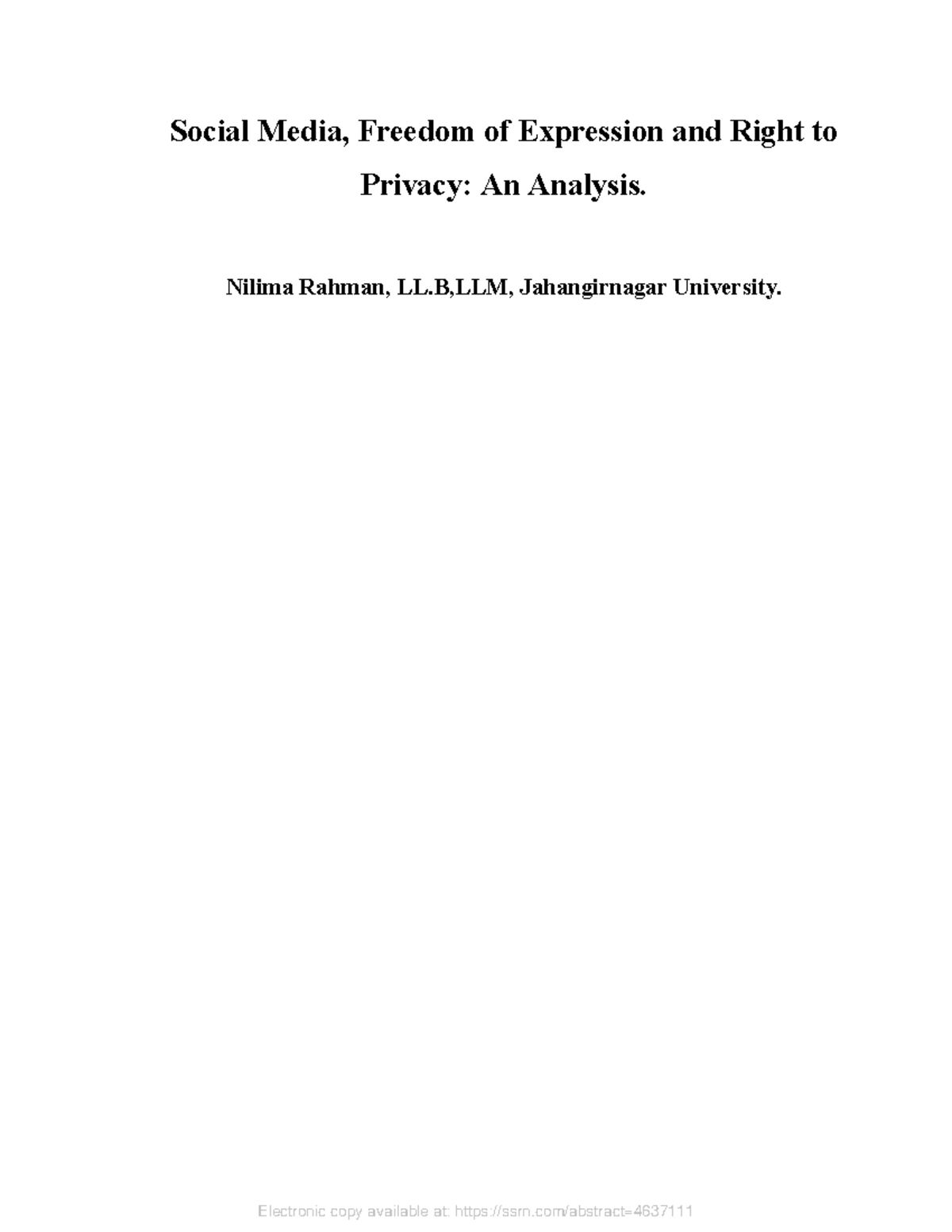 Freedom of expression and right to privacy - Social Media, Freedom of ...