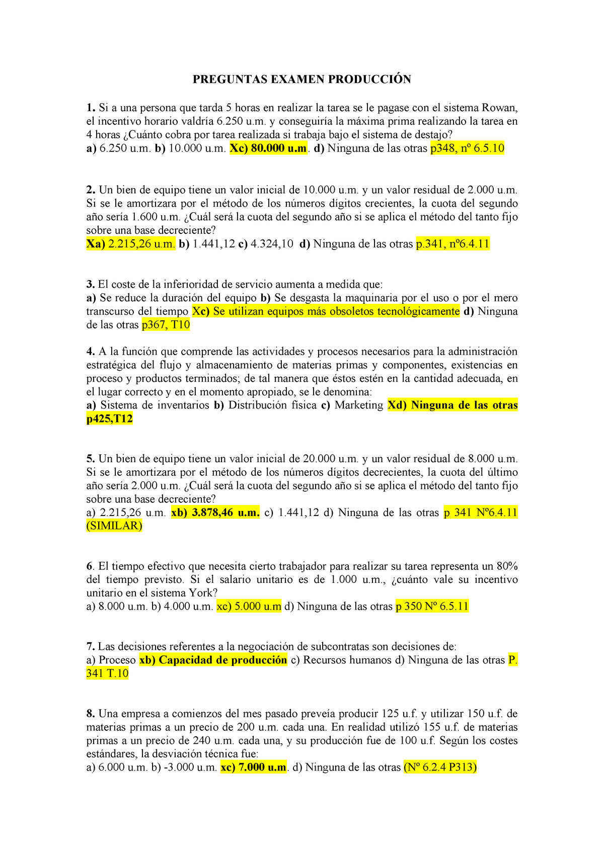 III Producción Ex - Ejercicios De Produccion - PREGUNTAS EXAMEN ...