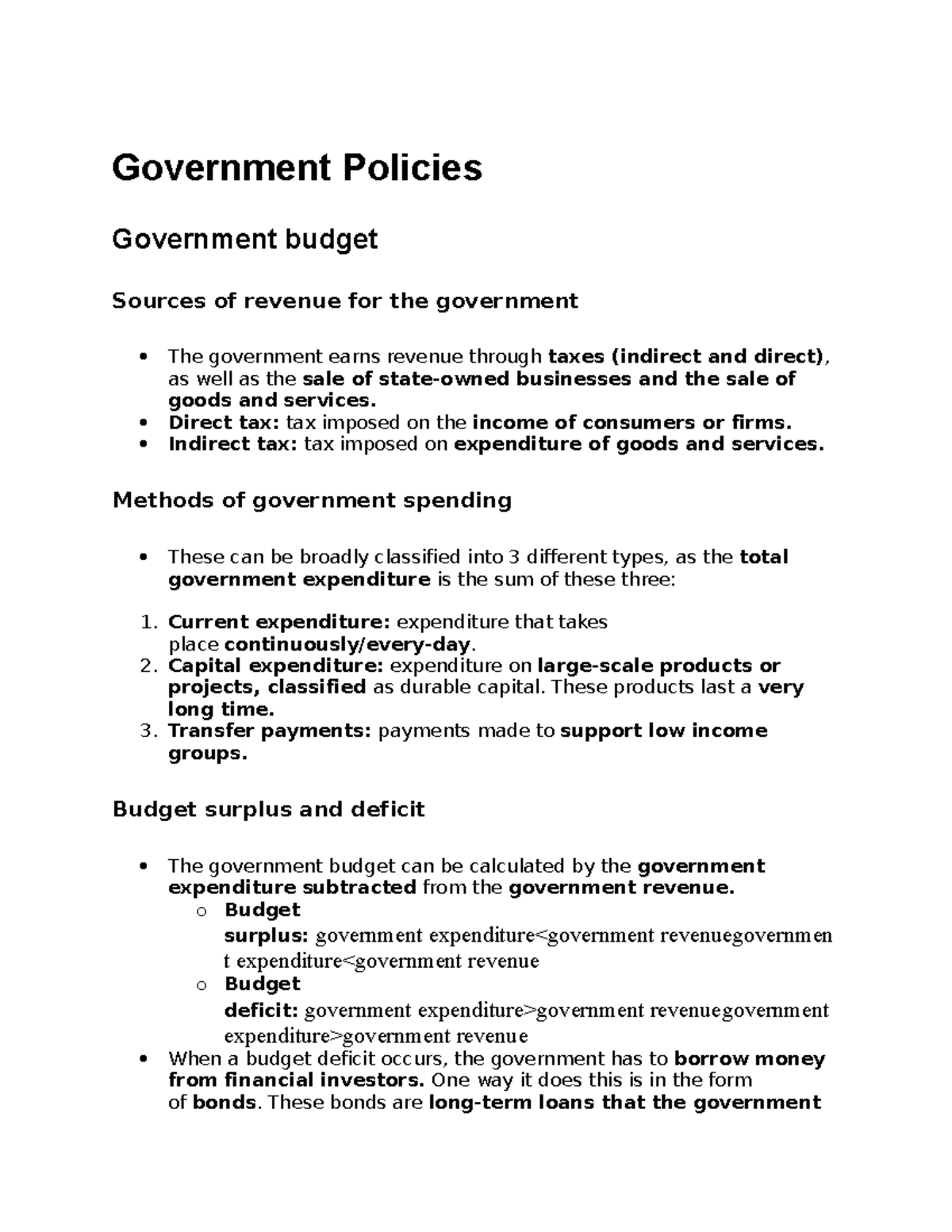 Government Policies - this is good - Government Policies Government ...