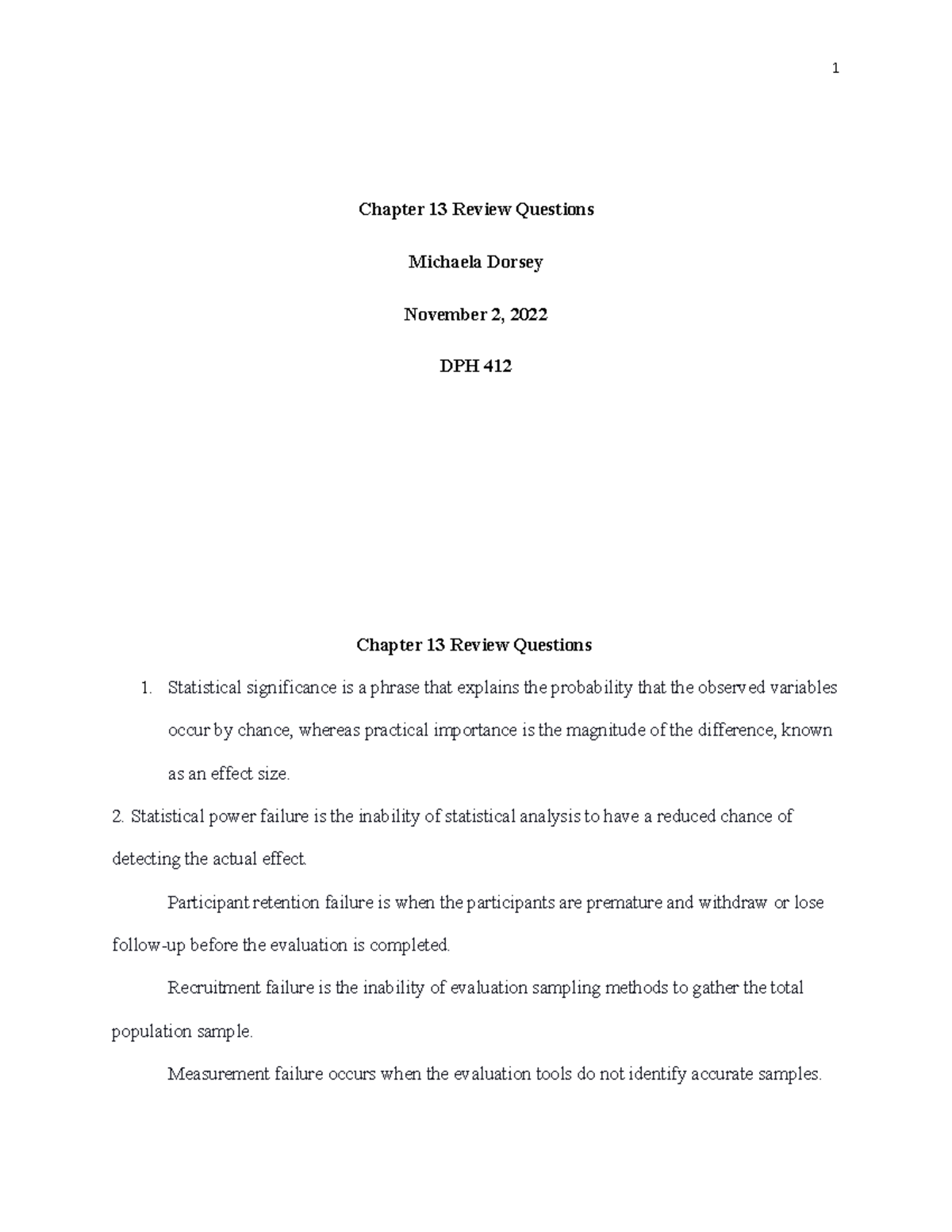 Chapter 13 Review Questions - Chapter 13 Review Questions Michaela ...
