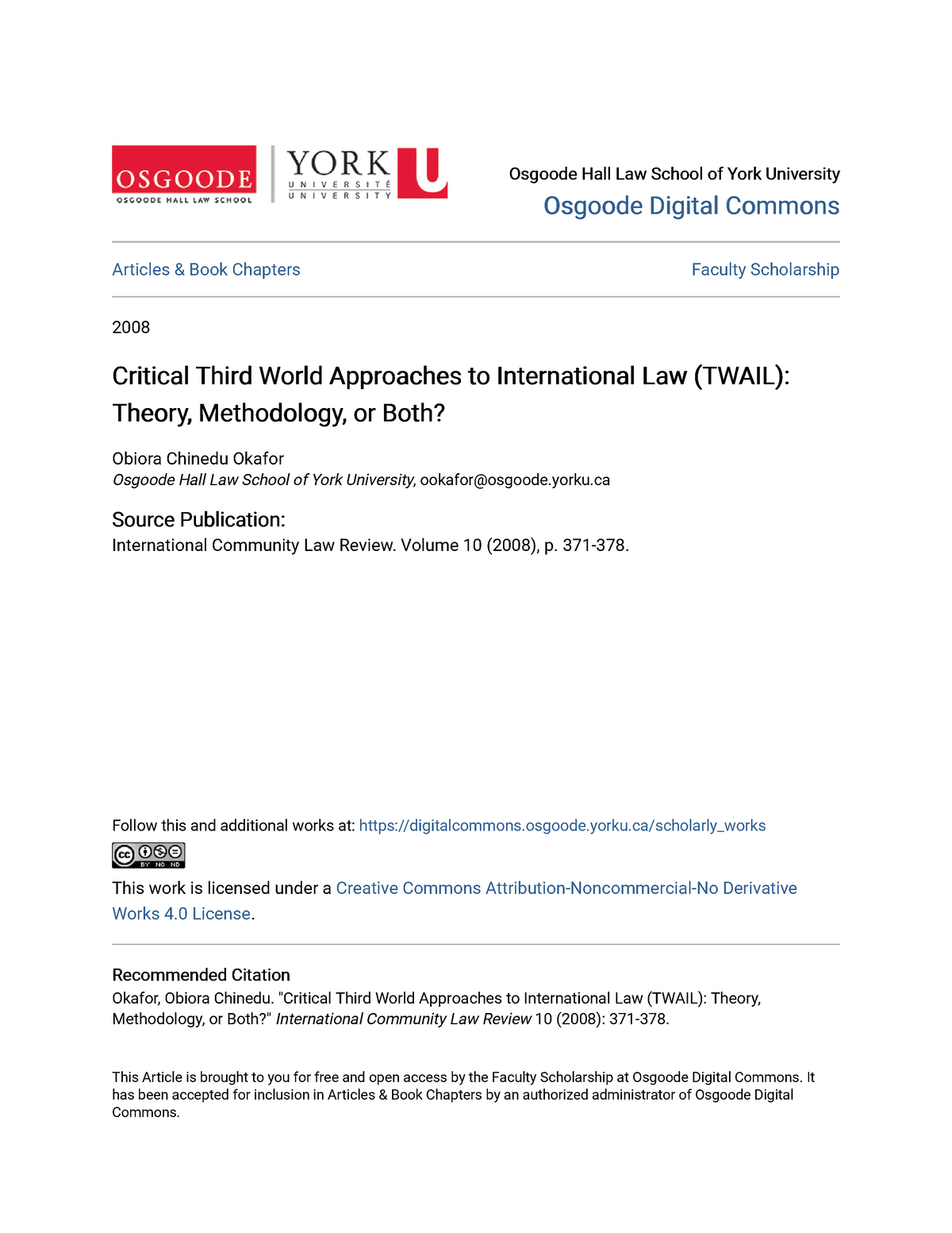 Critical Third World Approaches To International Law ( Twail) The ...