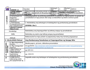 AP4 3rd Q Sesyon 9 - Detailed Lesson Plan - I. LAYUNIN A Pangnilalaman ...