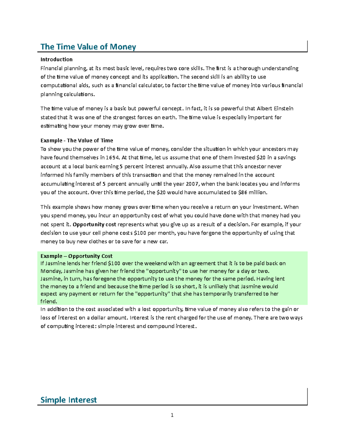 TVM Notes - Time Value of Money - The Time Value of Money Introducion ...