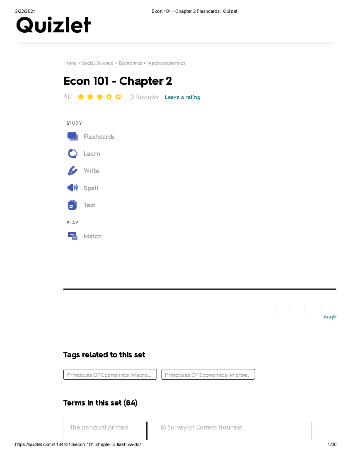 Econ 101 - Chapter 2 Flashcards Quizlet - Home Social Science Economics ...