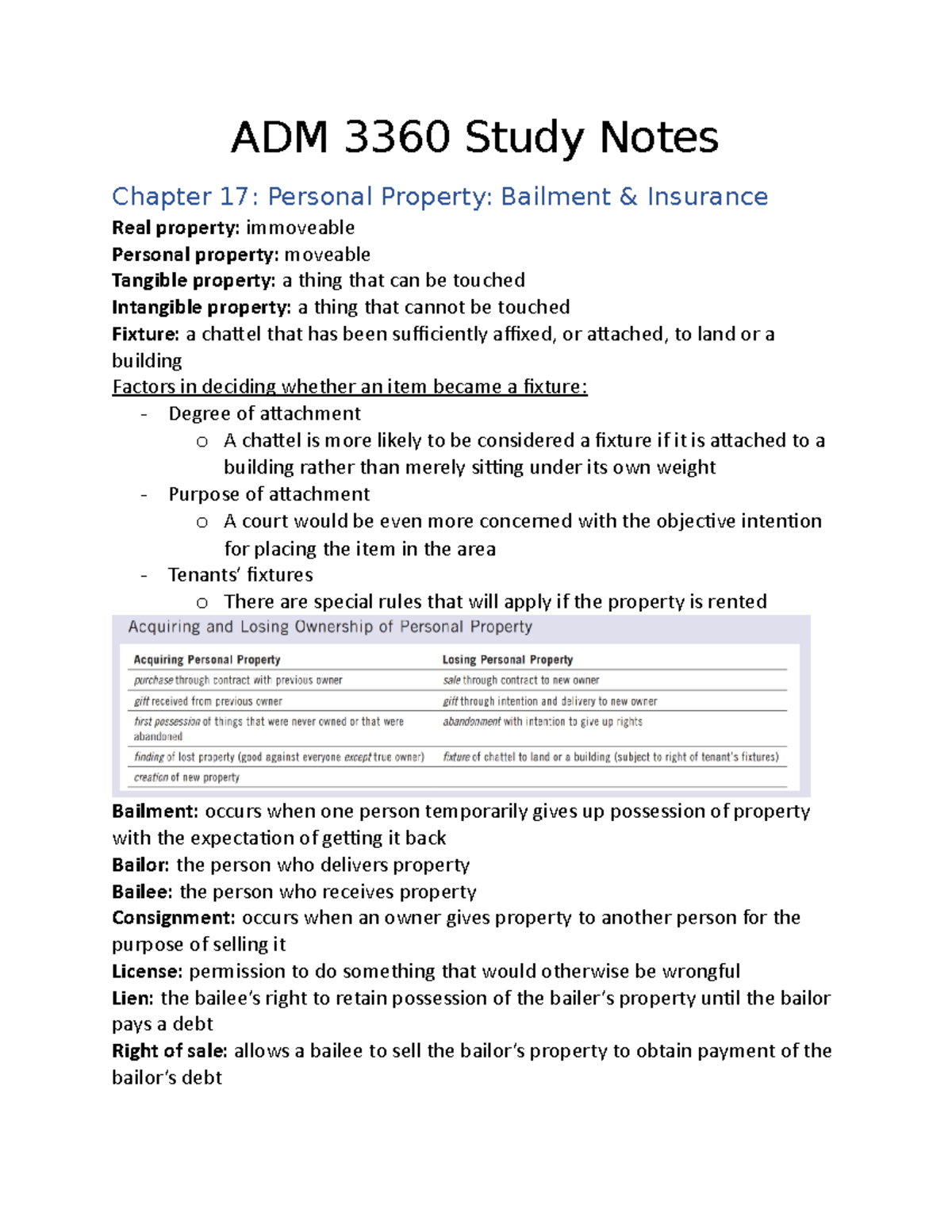 Adm 3360 Chapter 17 Notes Adm 3360 Study Notes Chapter 17 Personal Property Bailment Studocu Adm 3360 Chapter 17 Notes Adm 3360 Study Notes Chapter 17 Personal Property Bailment Studocu