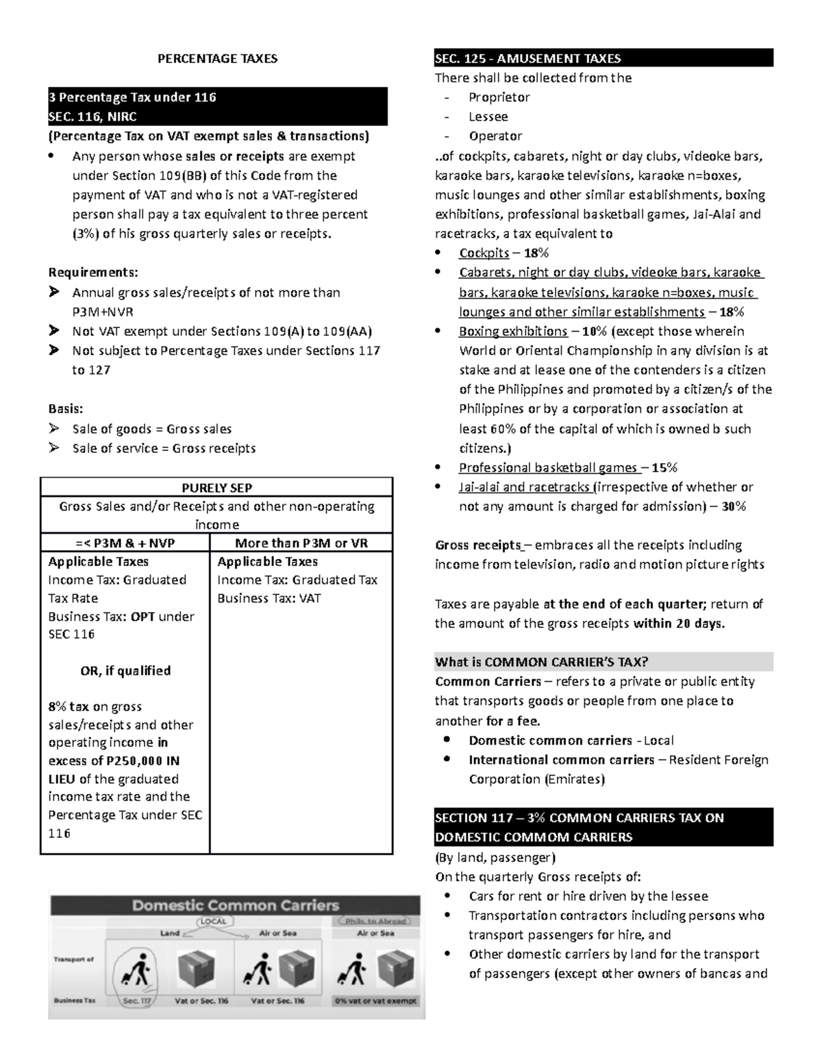 Percentage - ... - PERCENTAGE TAXES 3 Percentage Tax under 116 SEC. 116 ...