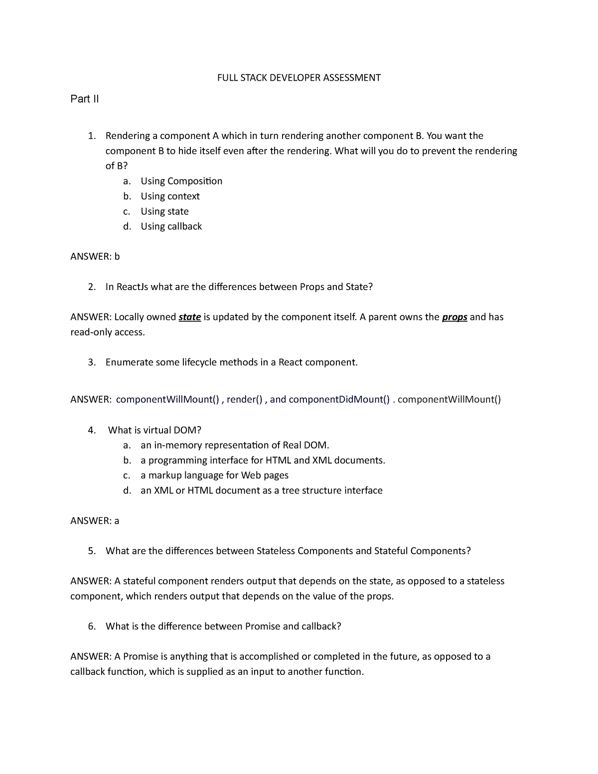 Assessment PART 2 - Please see - FULL STACK DEVELOPER ASSESSMENT Part ...