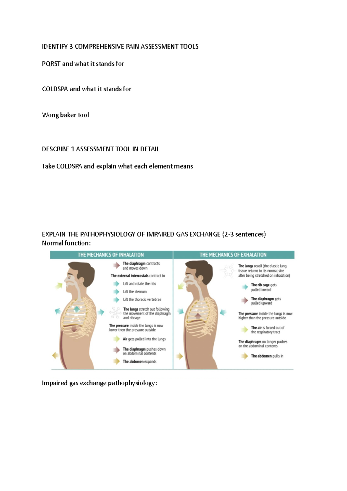 Exam revision session notes - IDENTIFY 3 COMPREHENSIVE PAIN ASSESSMENT ...