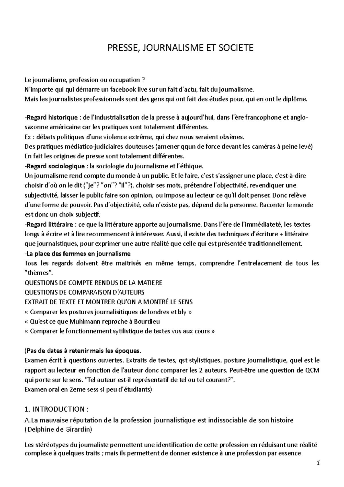 Presse Journalisme ET Societe - PRESSE, JOURNALISME ET SOCIETE Le ...