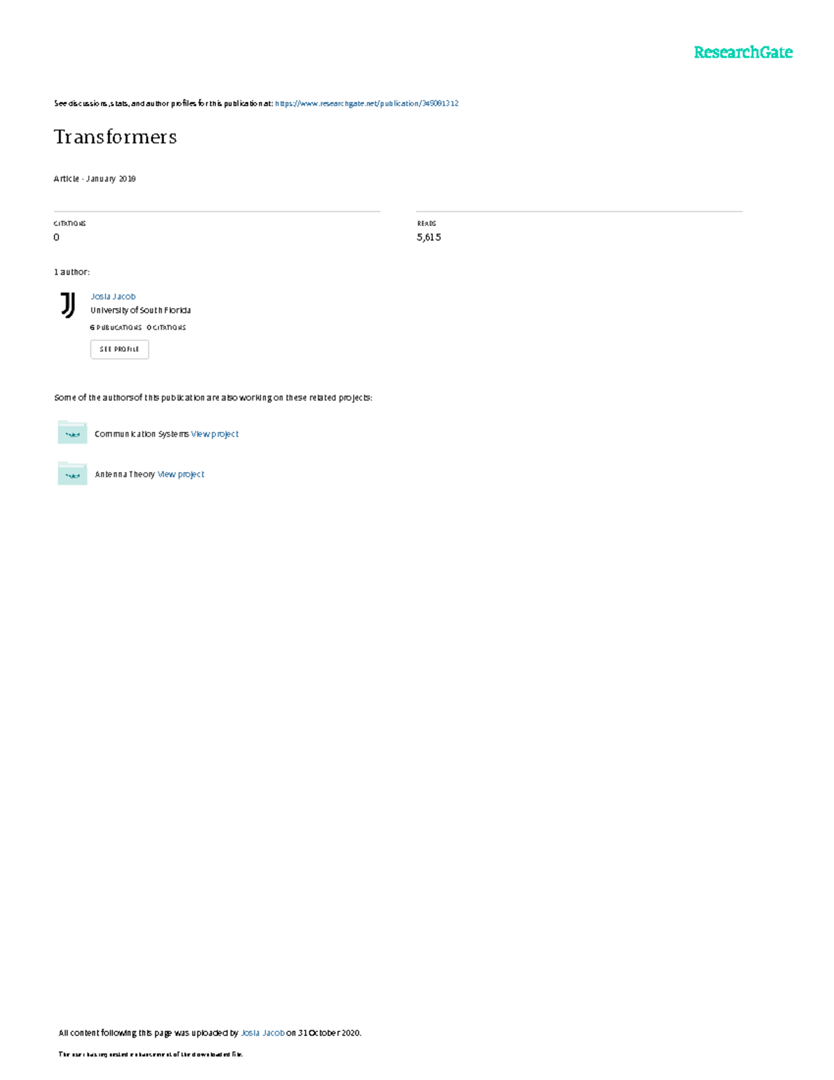 Transformers Transformer Notes See Discussions Stats And Author