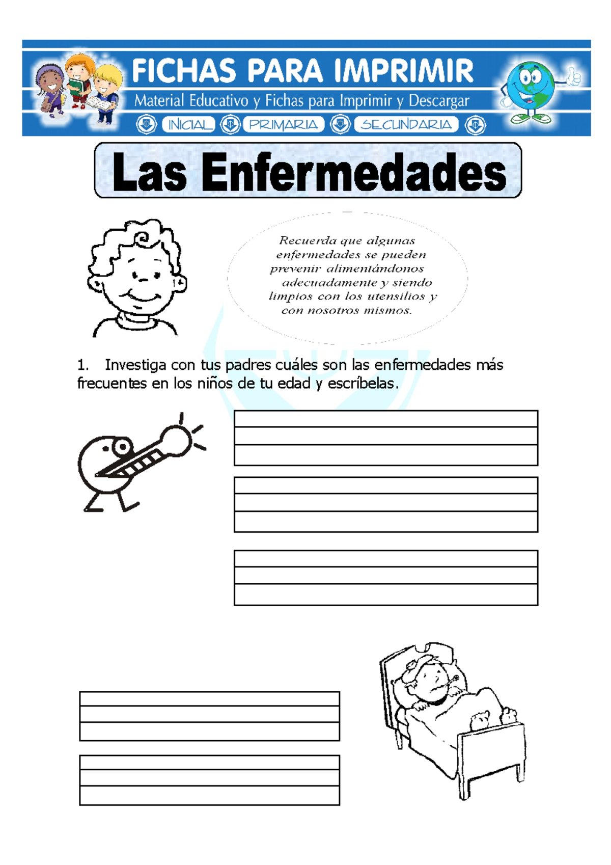 Ficha De Las Enfermedades Para Primaria 1 Investiga Con Tus Padres