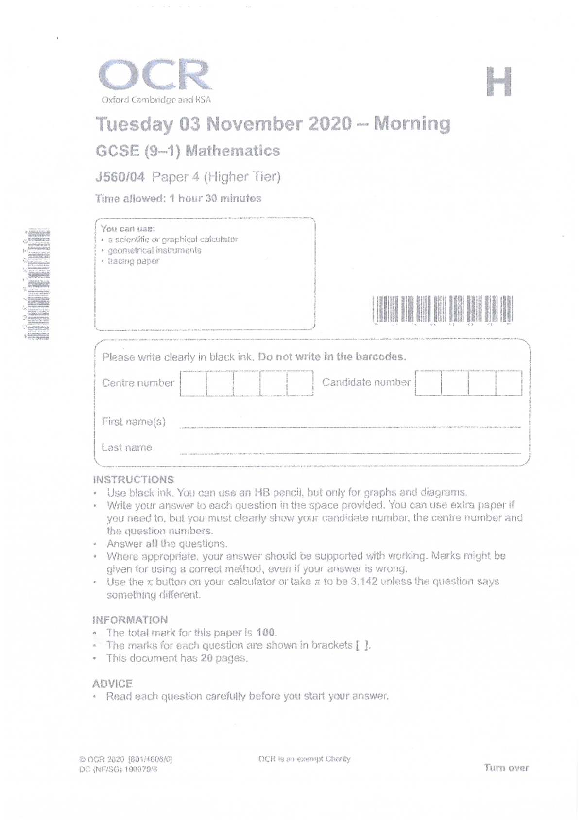 ocr gcse maths higher homework book answers