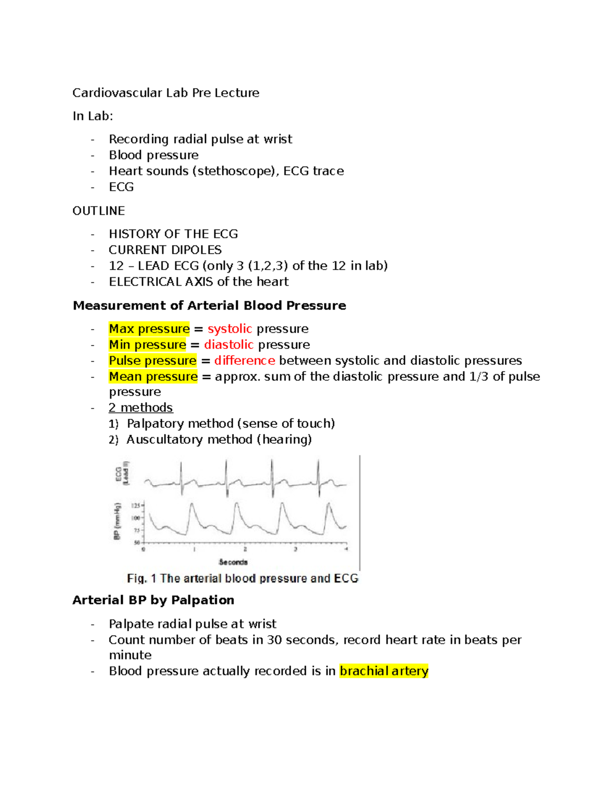 Cardiovascular Lab - Sum Of The Diastolic Pressure And 1 3 Of Pulse 