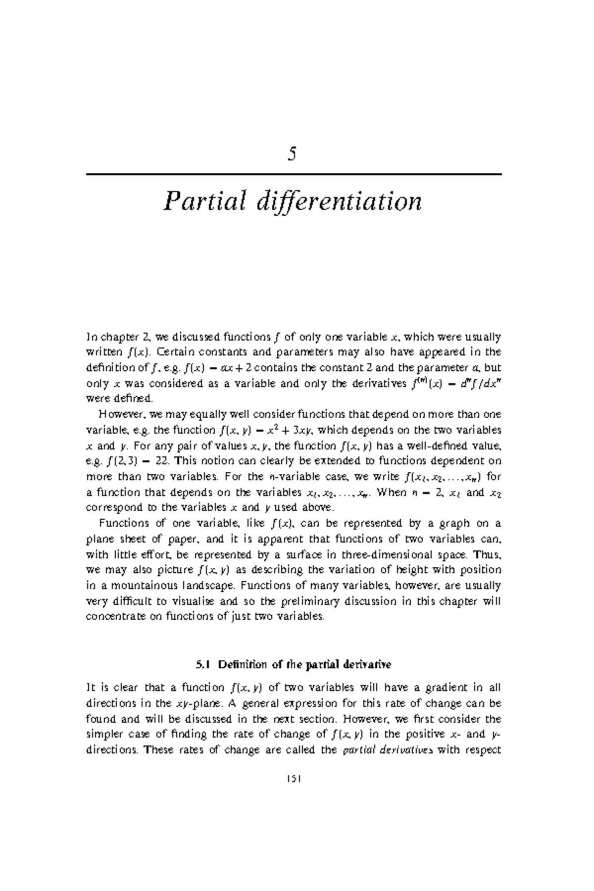 Physics Engineering (13) - 5 Partial differentiation In chapter 2, we ...