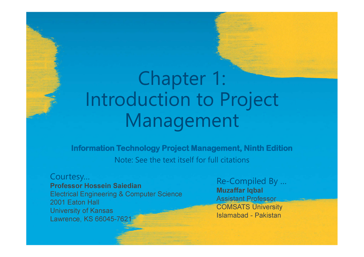 Chapter-01 Lecture 01 - Chapter 1: Introduction To Project Management ...