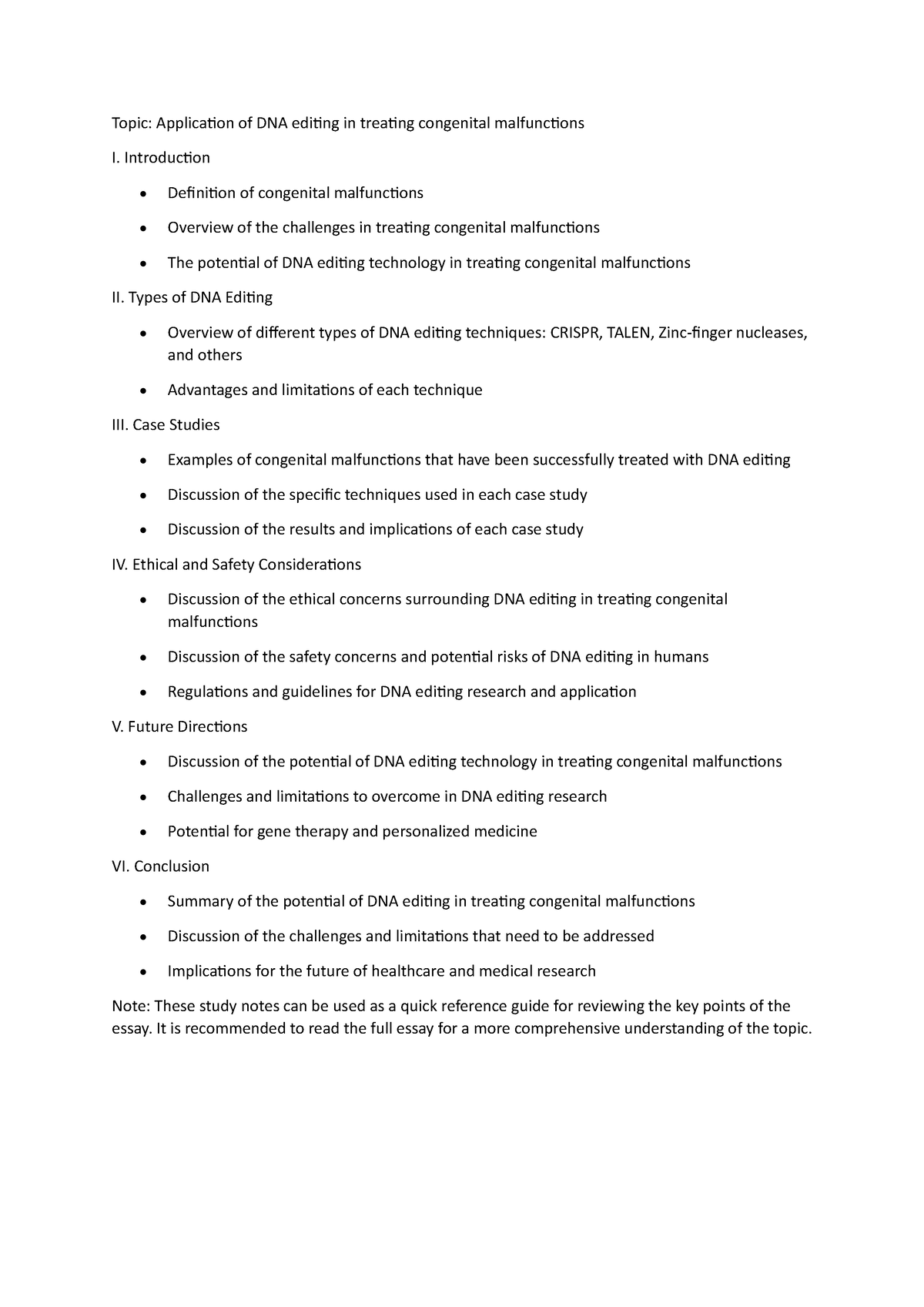 Notes - Application of DNA editing in treating congenital malfunctions ...