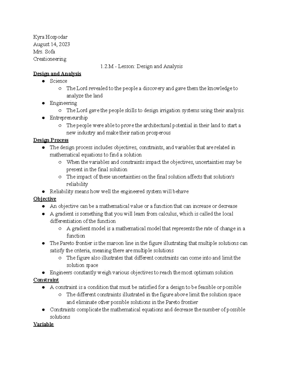 1.2.M - Lesson Design and Analysis - Kyra Hospodar August 14, 2023 Mrs ...