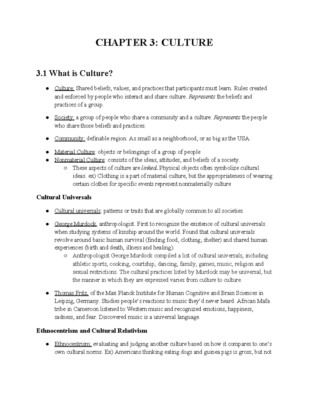 Sociology Module 3 Textbook Notes - CHAPTER 3: CULTURE 3 What Is ...