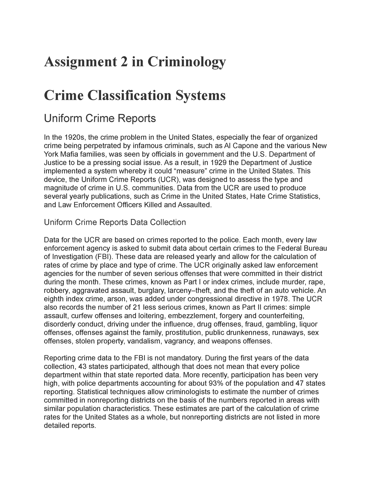 criminology assignment topics