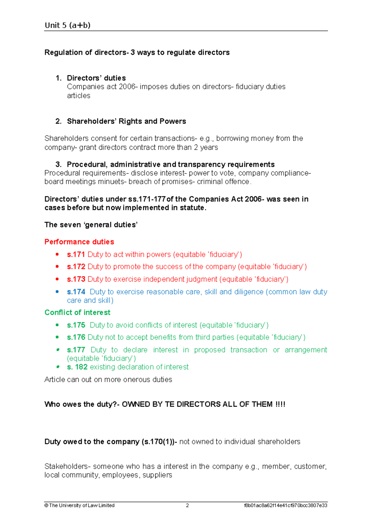 Business unit 5 a+b summary - Regulation of directors- 3 ways to ...