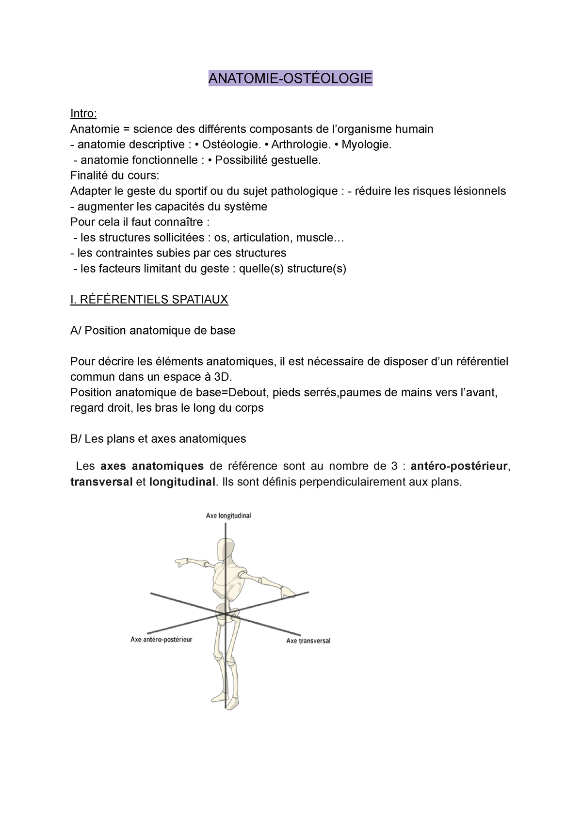 Anatomie L1 CM1 - L1 BASES - ANATOMIE-OSTÉOLOGIE Intro: Anatomie ...