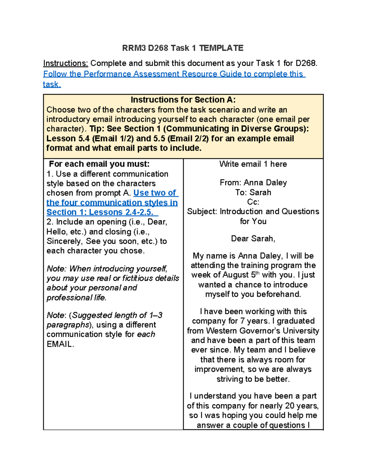 D268 Task 1 - Passed! - RRM3 D268 Task 1 TEMPLATE Instructions ...