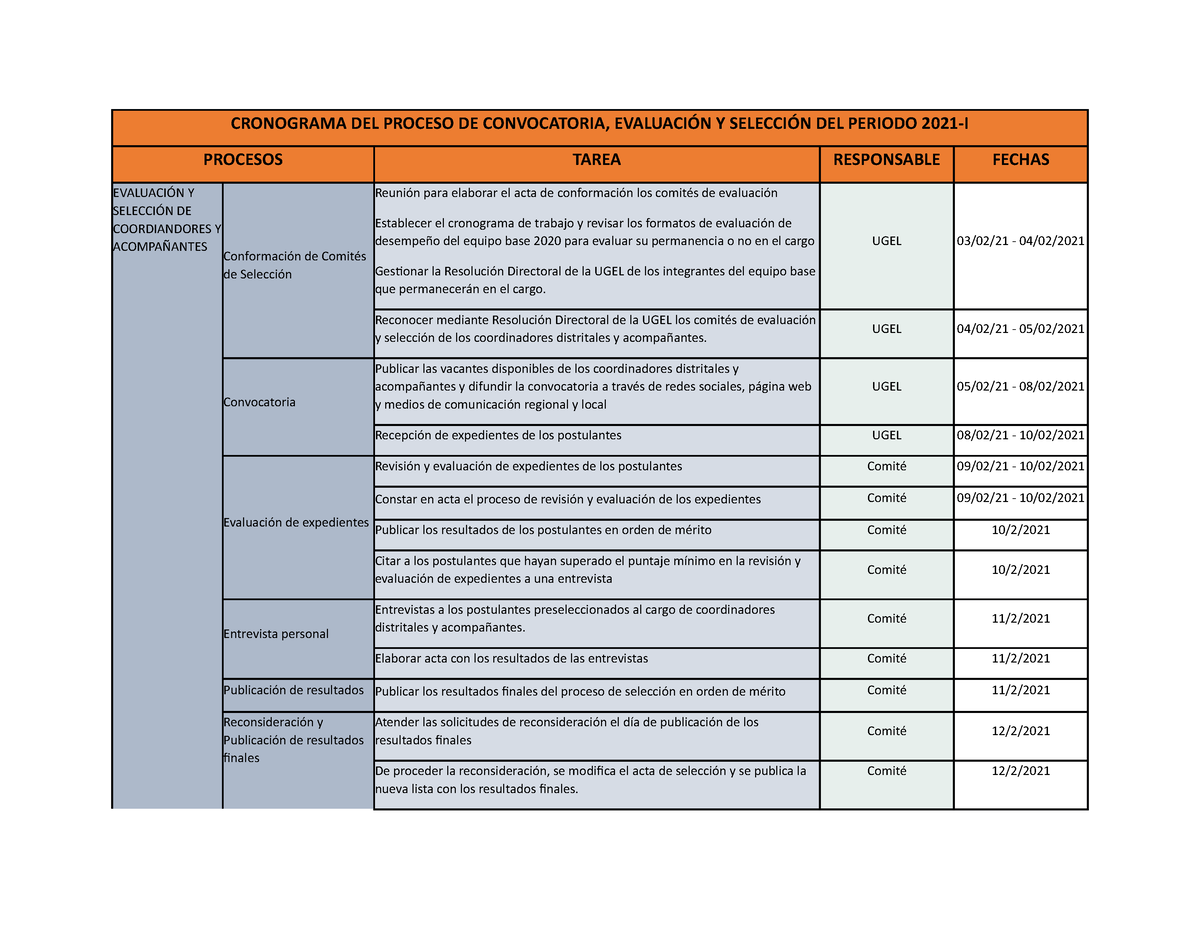 Cronograma PACE 2021 Word VF 2-2-21 Aprobado - CRONOGRAMA DEL PROCESO ...