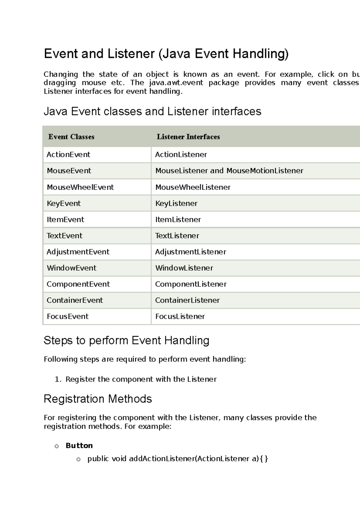 Event Handling IN JAVA - Event and Listener (Java Event Handling ...