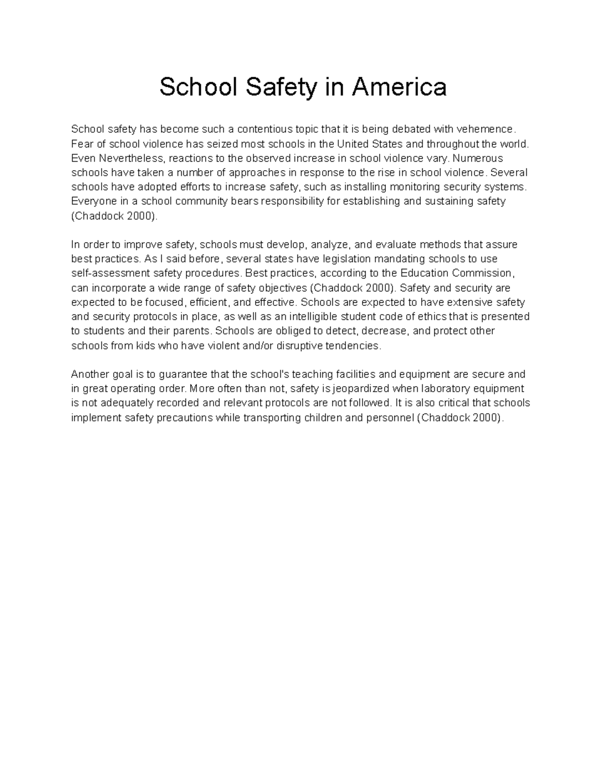 school safety students essay