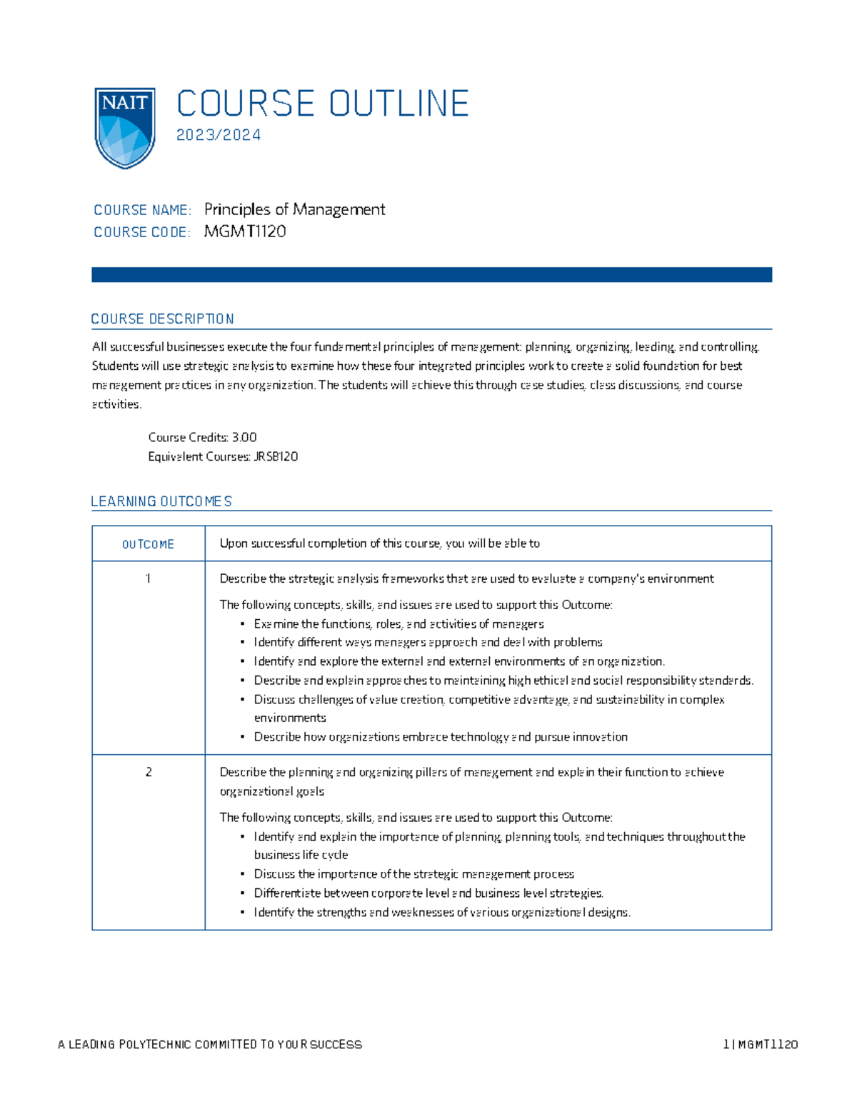 Course Outline Mgmt1120 2023 Course Outline 2023 Course Name Course Outline Mgmt1120 2023 Course Outline 2023 Course Name
