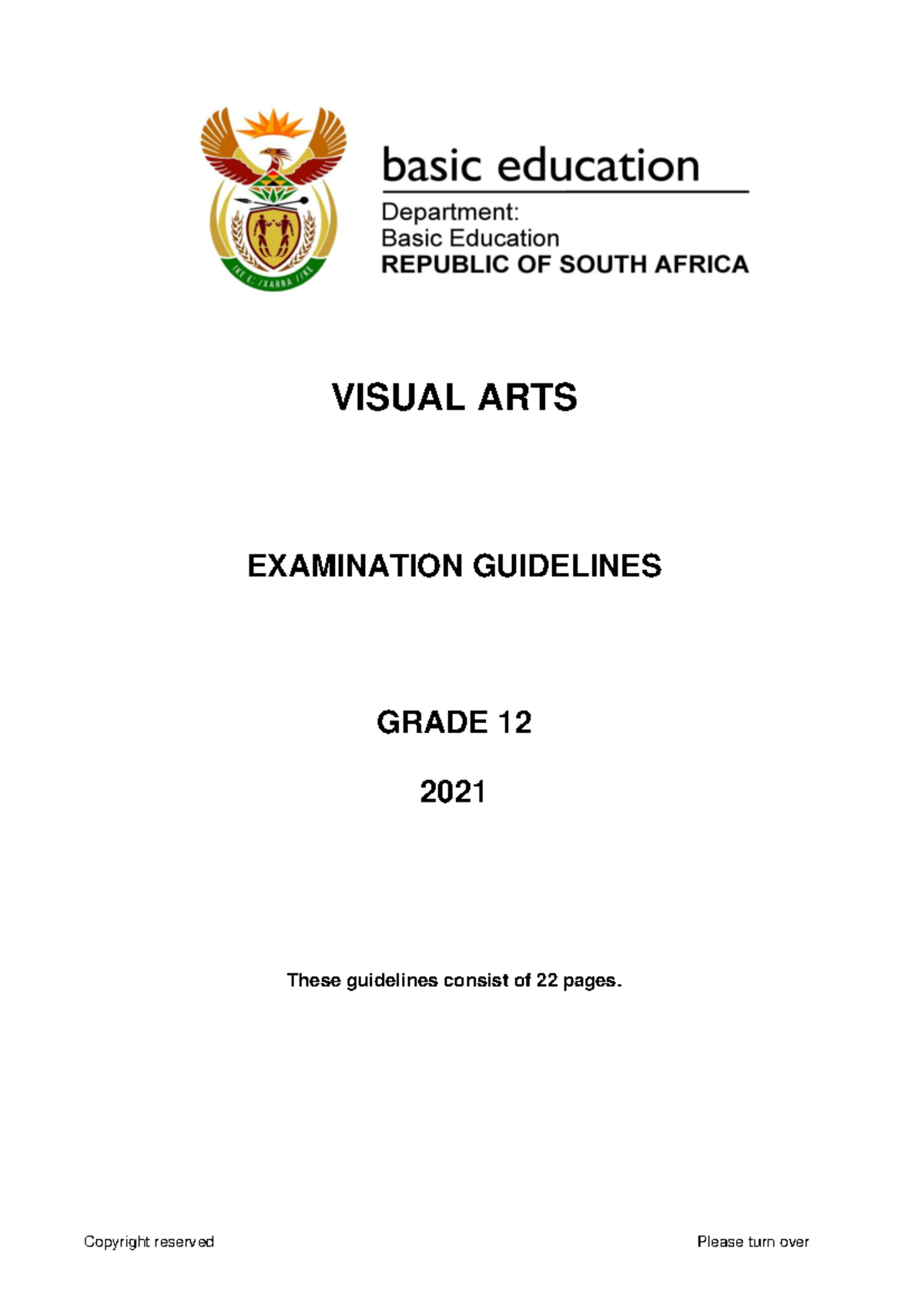 Visual Arts GR 12 Exam Guidelines 2021 Eng VISUAL ARTS EXAMINATION