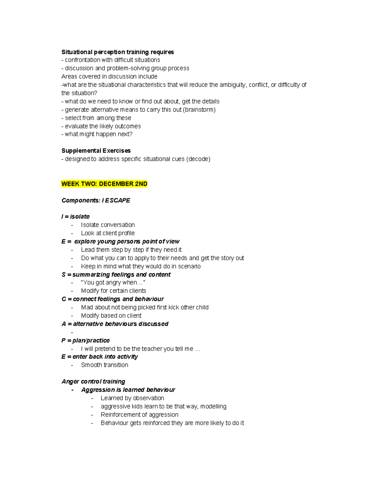 Notes 2 - Situational Perception Training Requires Confrontation With 